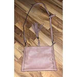 Jen & Co. Marie Crossbody Purse w/ Grommet Details Rose Pink Tassel Studs‎